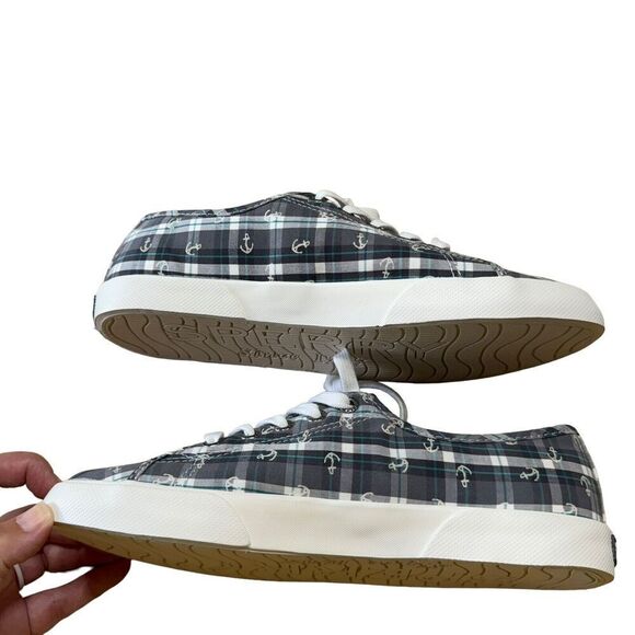 Sperry Women's Top-Sider Pier View Anchor Gray Plaid Sz 8 Nautical Sneakers - Picture 7 of 9